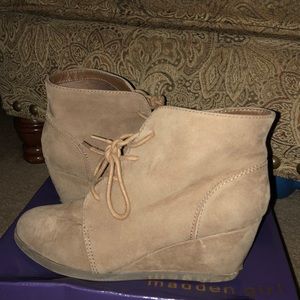 Wedge lace up booties